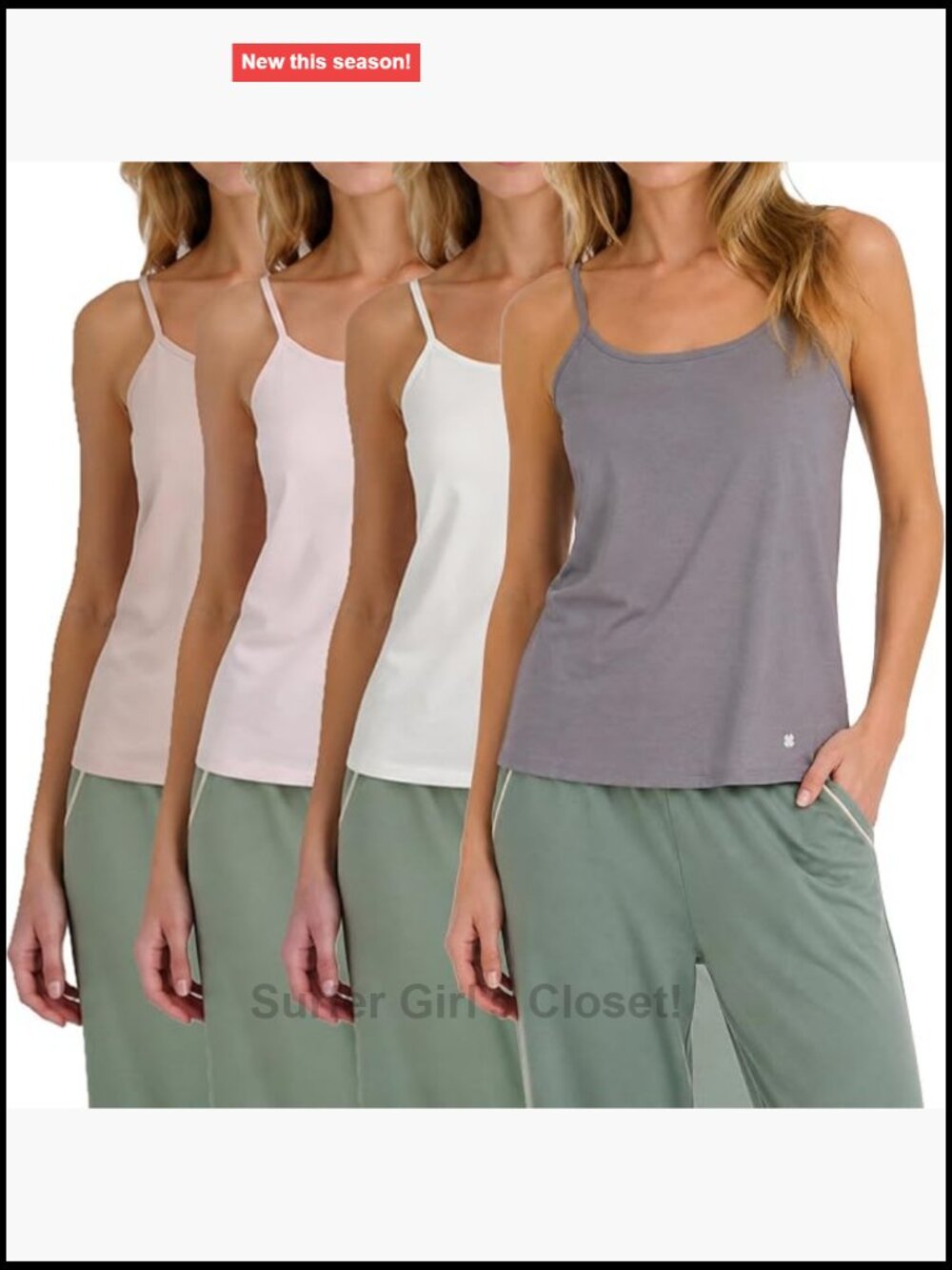 Lucky Brand Women's Spaghetti Strap Tank Tops 4 Pack Cotton Blend Camisole